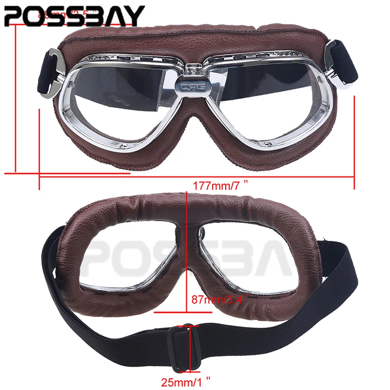 Кожаные мотоциклетные очки винтажные пилота шлем велосипедные солнцезащитные