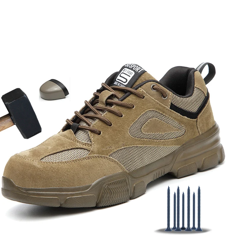 

Мужские защитные ботинки, Рабочая обувь со стальным носком, защита от ударов, кроссовки, неразрушаемая обувь, уличные кроссовки, 36-46