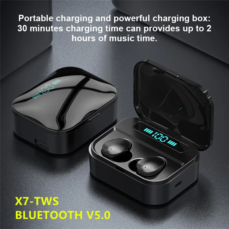 

X7 TWS 5,0 Bluetooth наушники IP7 беспроводная гарнитура 6D стерео HiFi беспроводная гарнитура Earbus игровая гарнитура с микрофоном headphones wireless fones sem fio gaming ...