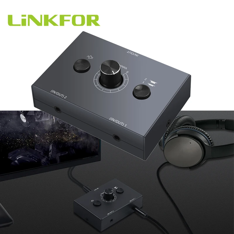 Двухнаправленный аудиопереключатель LiNKFOR 3 5 мм сплиттер 2x1/1x2 с кнопкой