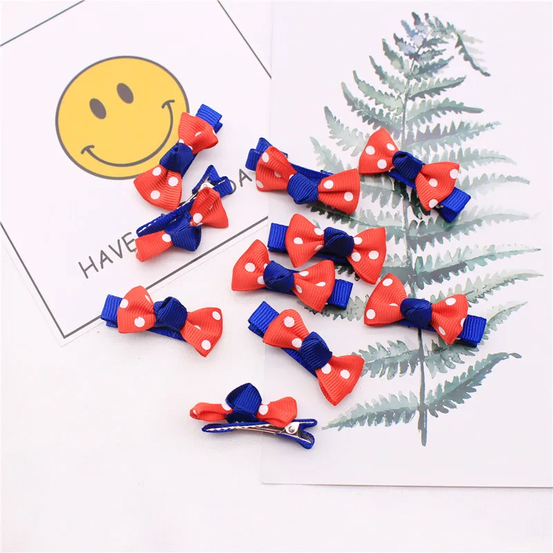 

10Pcss/Set European And American Fashion Hot Style Fabric Pet Animal Hairpin Small Bow Duckbill Hair Ornament