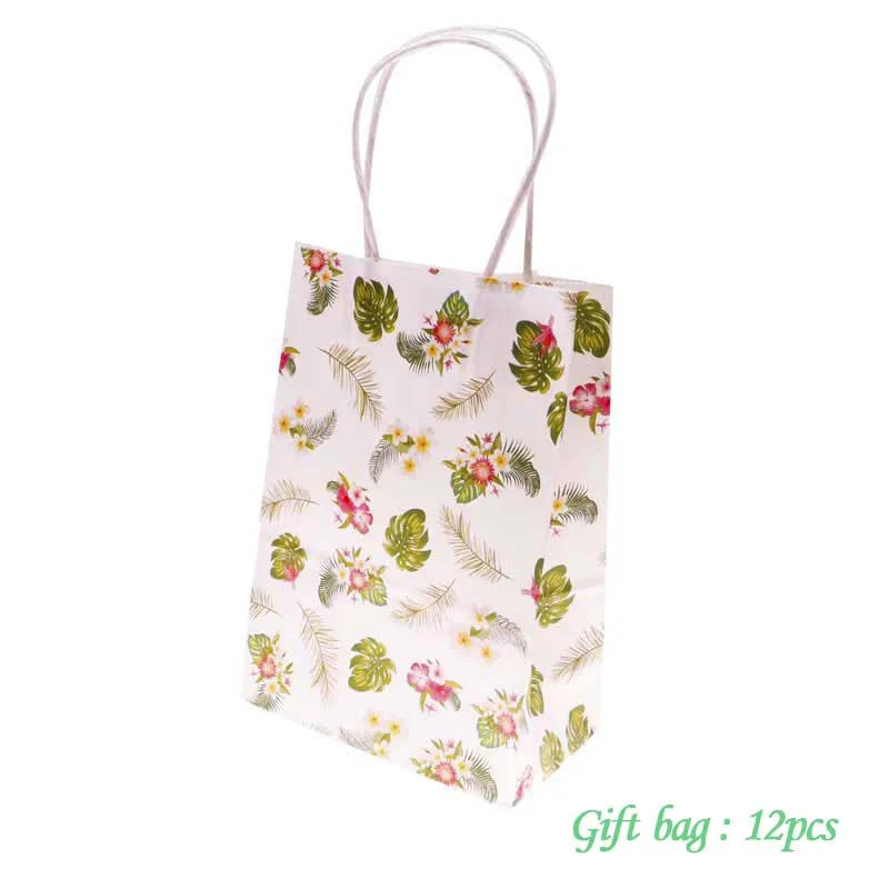 Gift bag 8 шт./лот Гавайский стиль вечерние декоративные столовые принадлежности пластины салфетки под чашки листья флаги вечерние бумажные сумки фламинго - Цвет: Gift bag