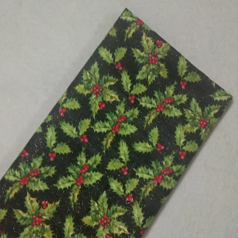 Хлопковое платье с золотым тиснением блестящее принтом красных листьев и вишни