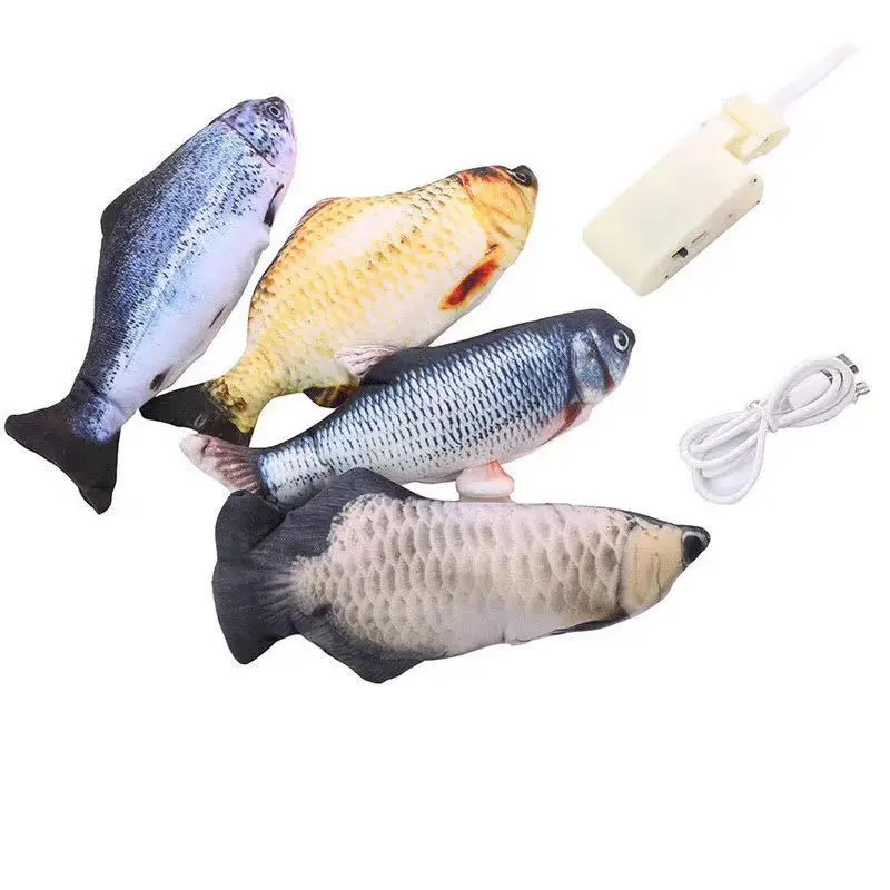 Движущаяся рыба игрушка для жевания С Кошачьей Мятой плюшевая мягкая подушка в