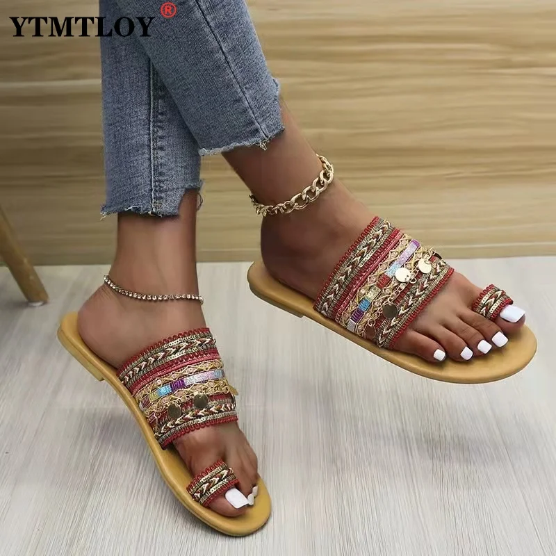 

Сандалии женские из мягкой кожи, пляжные шлепанцы, летняя обувь на Плоском Каблуке, сланцы, уличные тапочки