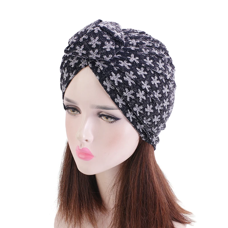 

New women stretchy knotted print turban headcover ladies night sleep cap chemo cap hair care fashion accessories chemo cap