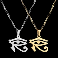 eye of horus pendant necklace for women stainless steel jewelry sweater chain ancient egyptian pharaoh choker couple pendants