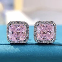 women 77mm pink yellow stud earrings 925 sterling silver high carbon diamond earrings for women wedding engagement fine jewelry