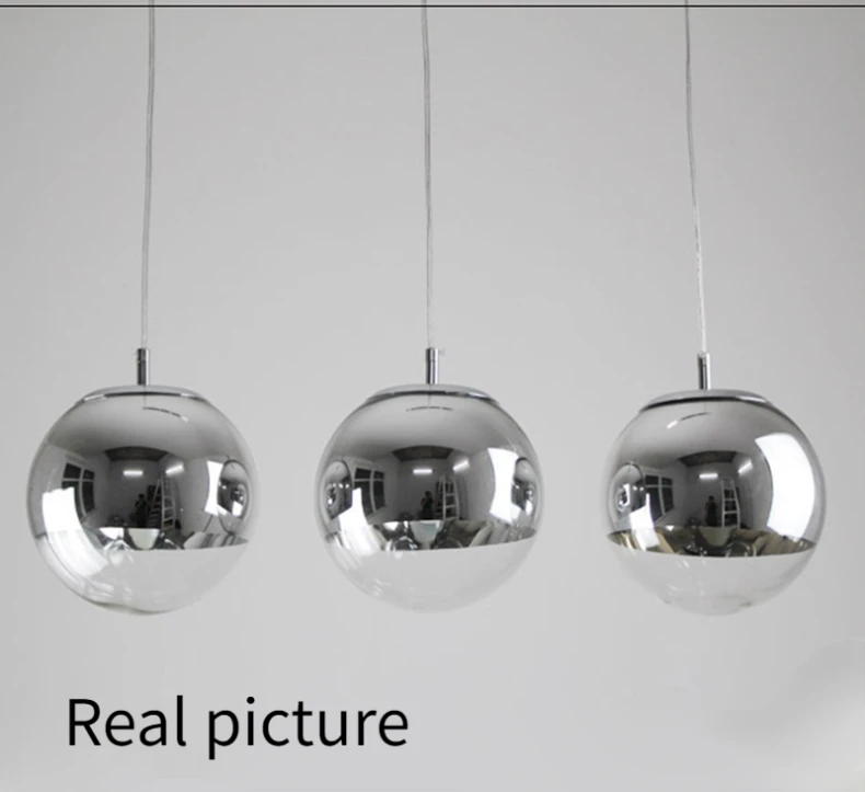 Стеклянные подвесные светильники в скандинавском стиле с зеркальным шариком