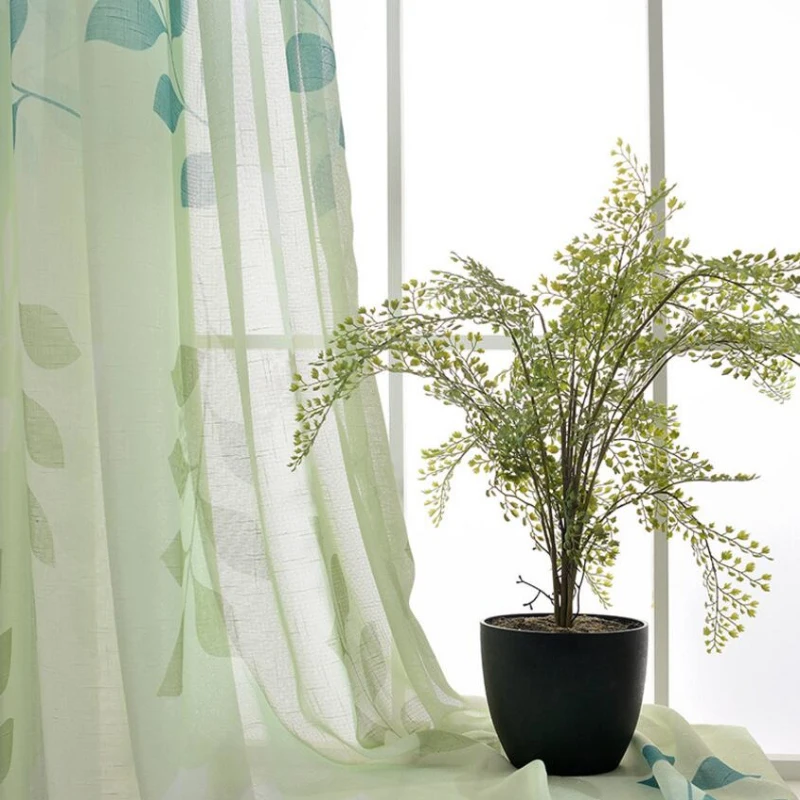 Шторы с голубым принтом вуаль современные оконные шторы для гостиной тюлевые