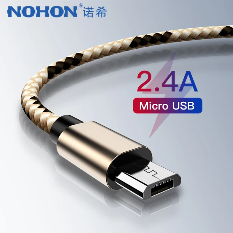 NOHON 2.4A нейлоновый Micro USB кабель для зарядки Android Samsung Galaxy S7 S6 Edge Huawei Xiaomi mi 4 кабели