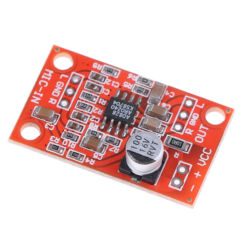 Высокое качество DC 3 7 V 15 12V AD828 стерео Динамический микрофон предусилитель доска