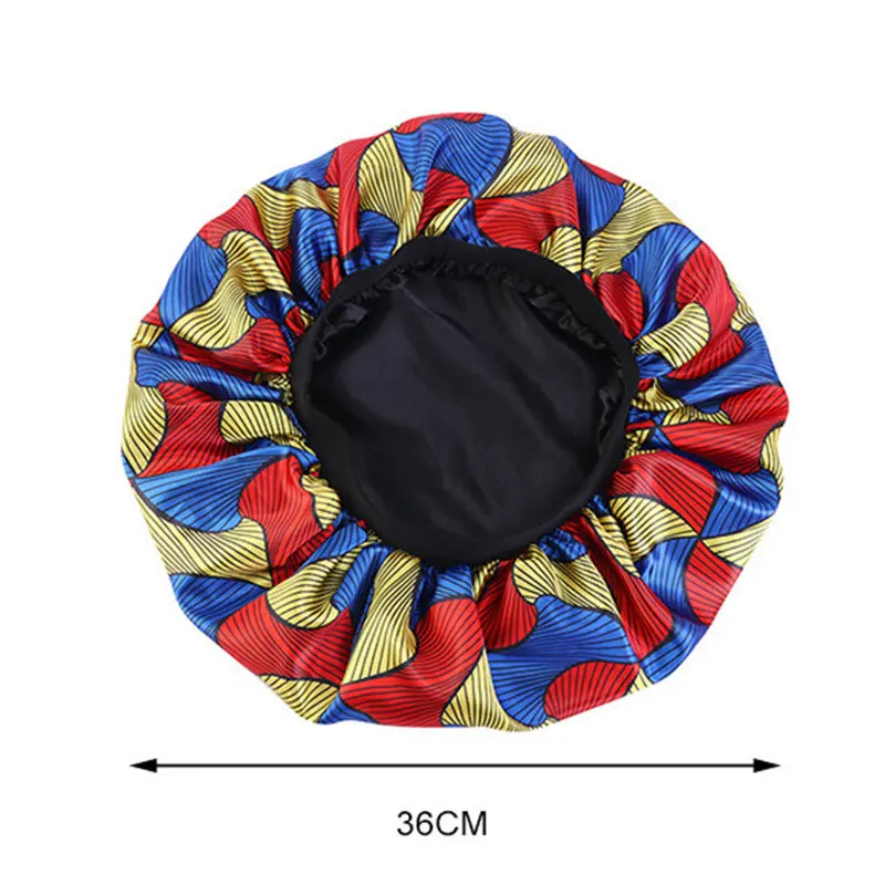 

Satin Night Sleep Cap For Women Fashion Headwear Elastic Sleeping Bonnet Multi Color Printing Head Cover Home Hair Accessory