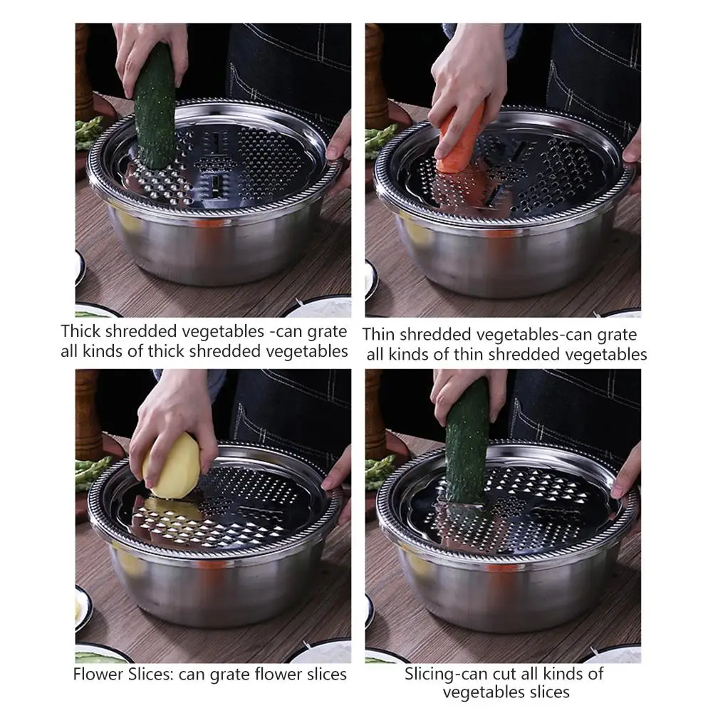 

3PCS/Set 26/28/30cm Kitchen Graters Cheese Grater with Stainless Steel Drain Basin for Vegetables Fruits Salad