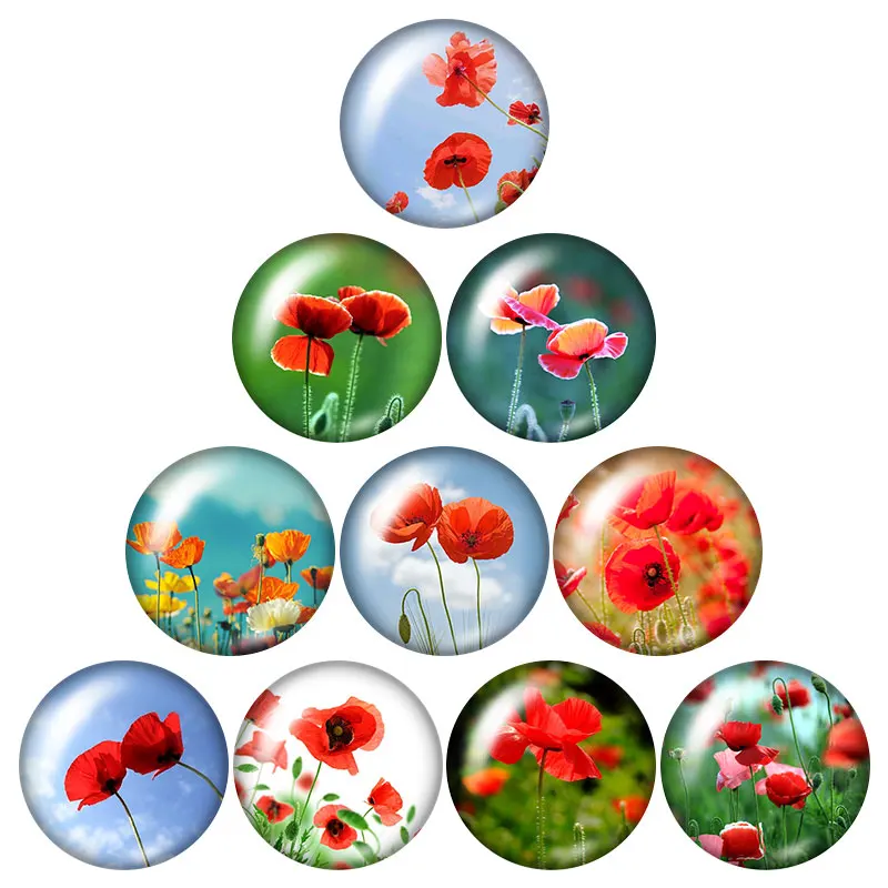 Цветы лаванда суккуленты розы 18 мм кнопки 10 шт. Смешанные Круглые Стеклянные