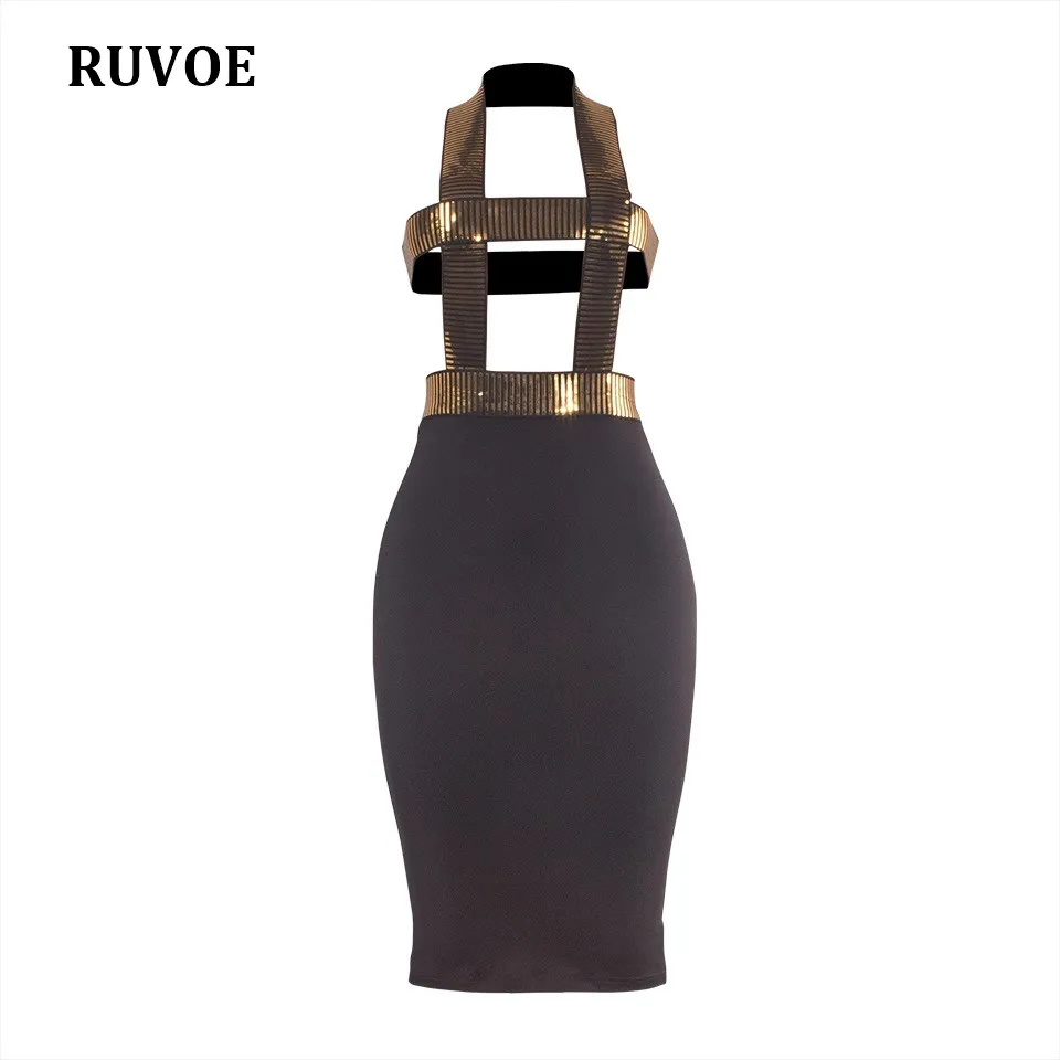 Gold Sequin Party Dresses Women Backless Sexy Bodycon Dress Black Spaghetti Strap Summer Knee Length PY-61 | Женская одежда