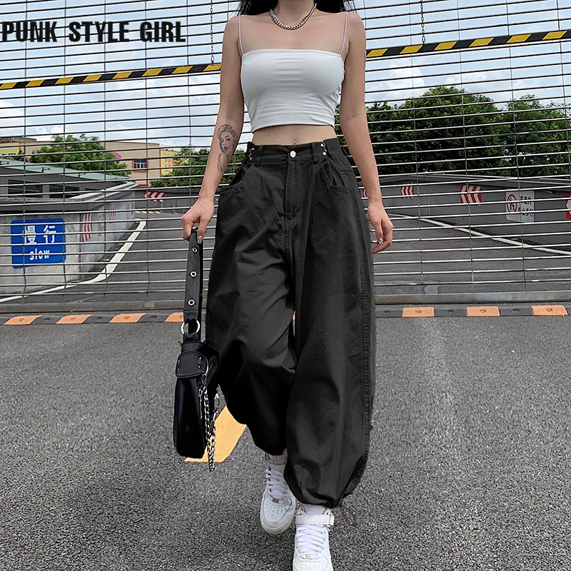 

Streetwear Loose Cargo Pants Women High Waist Casual Jogger Girls Hip Hop Dance Harem Pant Korean 90s Bloomers BF Baggy Trousers