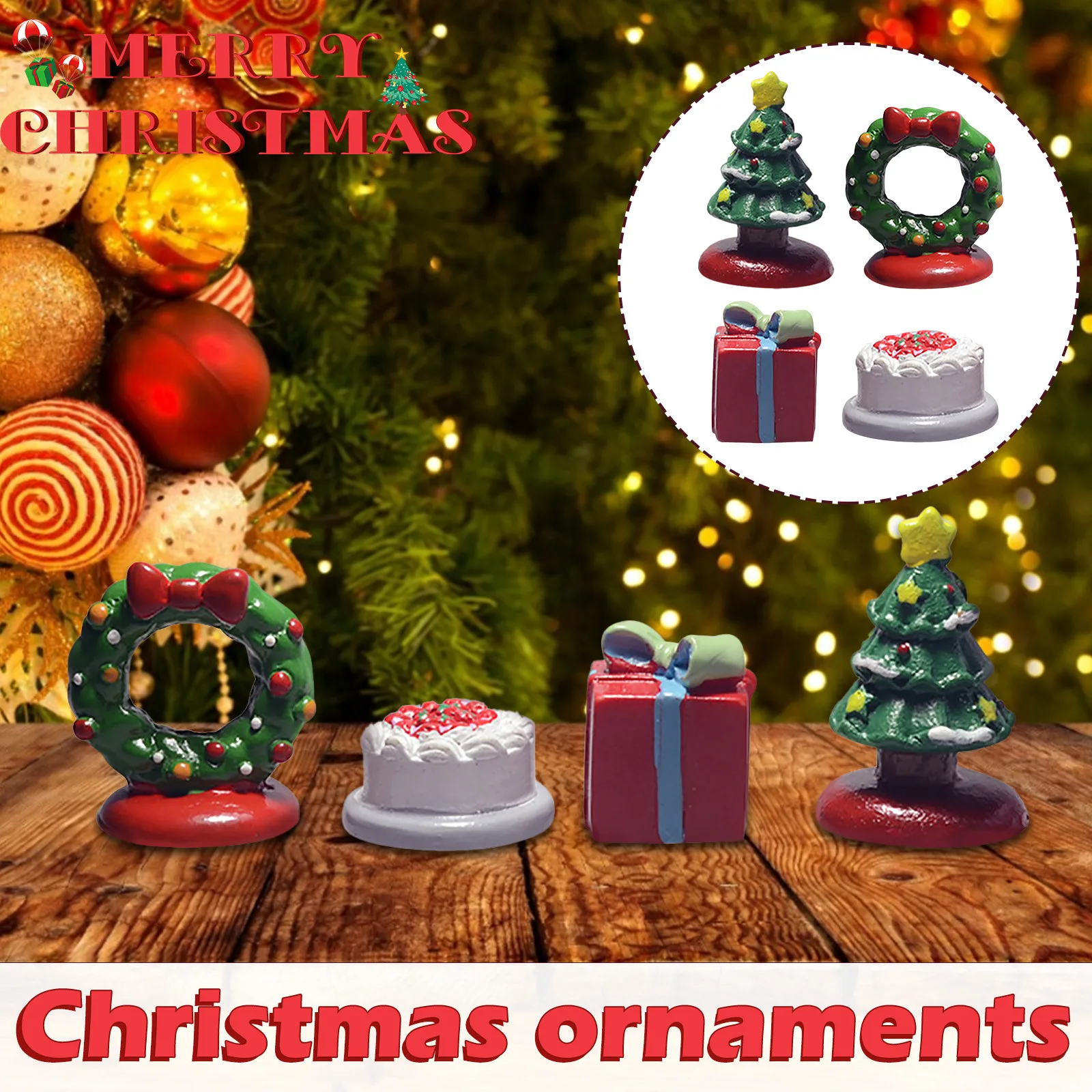 

Миниатюрная Рождественская елка, семейная Подарочная коробка, украшения из смолы, домашний декор, аксессуары