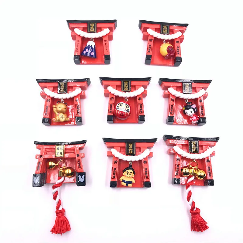 

Japanase Shinto Resin Refrigerator Paste Japan Osaka Fuji Mountain Fortune Cat Dancer Bell Fridge Magnets Home Decor Gift Ideas
