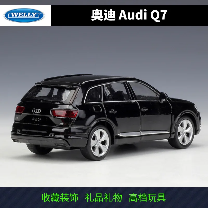 Модель автомобиля Audi Q7 масштаба 1:36 из сплава Welly с возможностью движения назад, подарок для коллекционеров, игрушка без дистанционного управления.