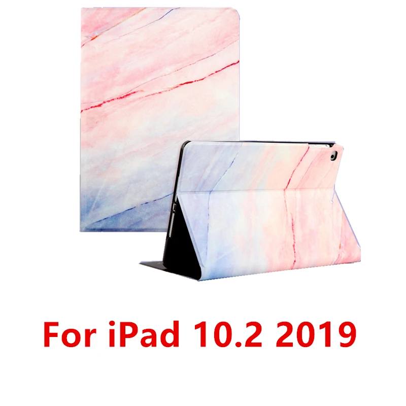 Мрамор чехол для iPad 10,2 из искусственной кожи чехол-подставка чехол для iPad 9,7 воздуха 2/1 Air 10,5 мини 1/2/3/4 с автоматическим включением и отключением экрана - Цвет: Pink 10.2