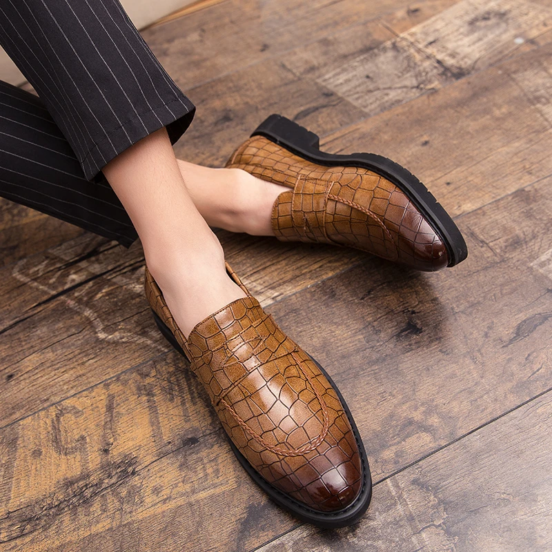 Лоферы мужские кожаные без застежки Мокасины на шнуровке повседневная обувь