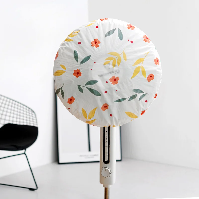 PEVA Floral Round Fan Protection Cover Floor Fan Safety Protection Waterproof Dust Cover