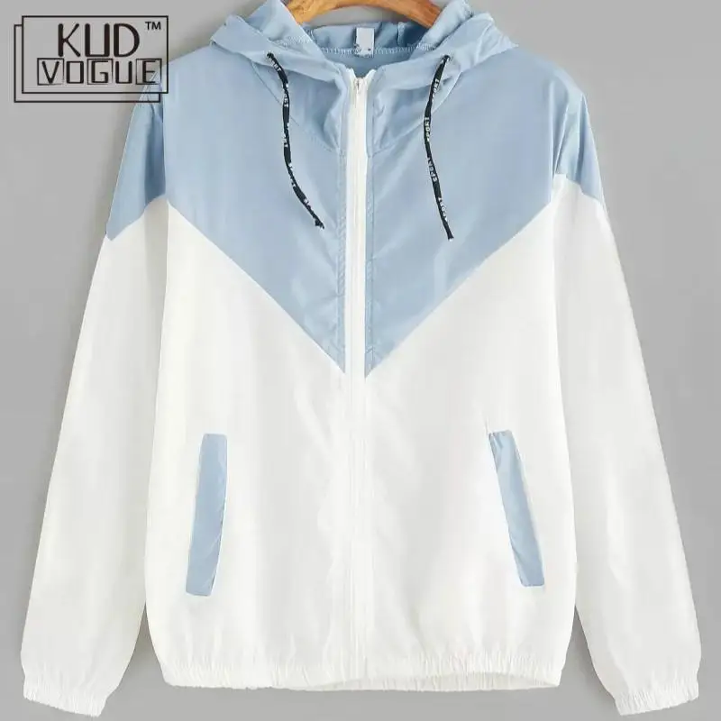 Женская ветровка с капюшоном kudogue повседневная куртка на молнии карманами и