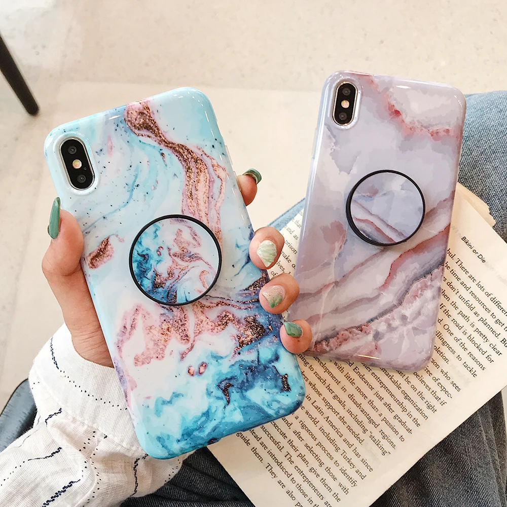 Классический Мрамор Стенд кожаный чехол для телефона с держателем для iPhone 11 Pro Max XR X XS макс 7 8 6S плюс Чехол Мягкий IMD для задней панели телефона с откидной крышкой