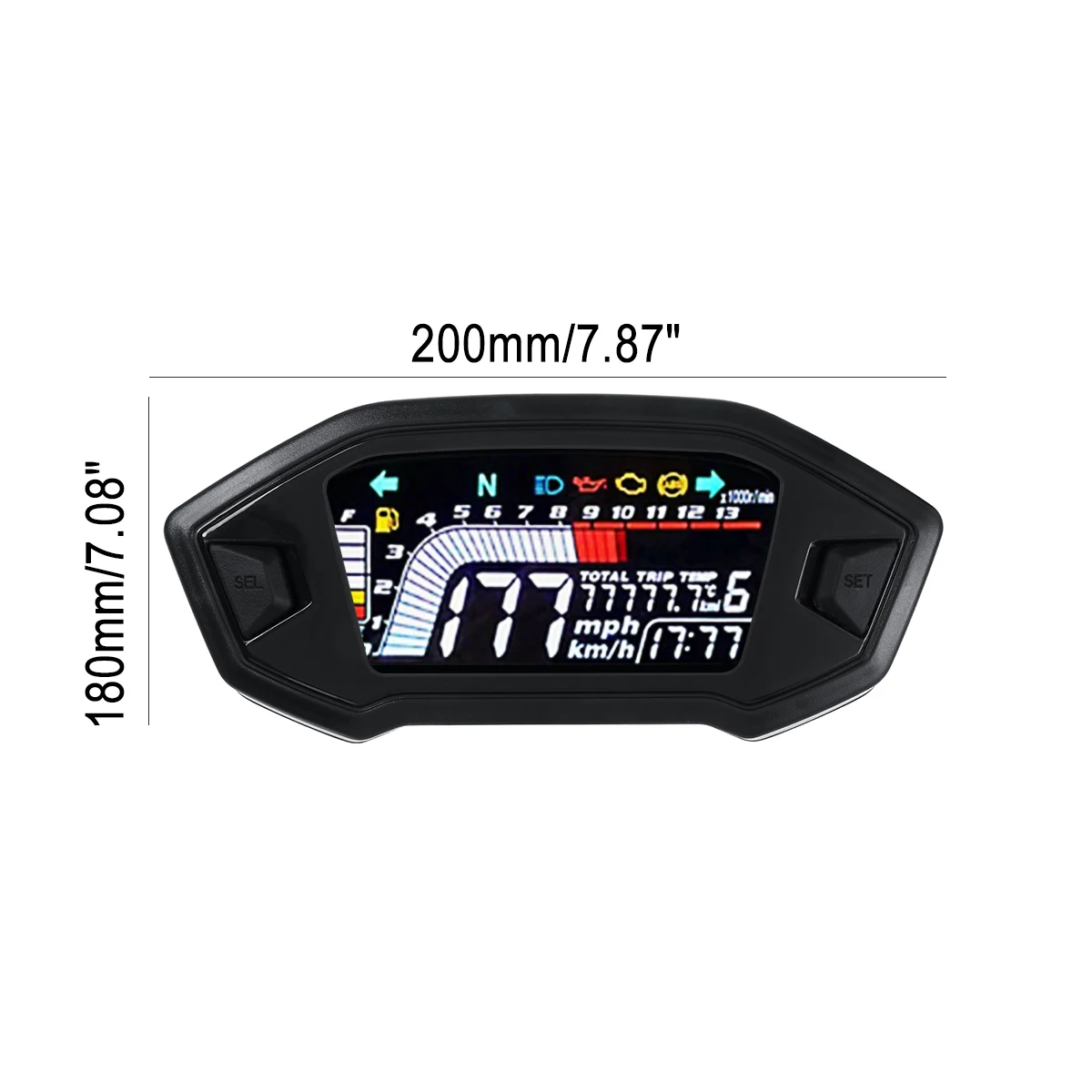 

Motorcycle LCD Speedometer 13000 Rpm Optional Backlight Digital Odemeter Tachometer With Digital Sensor For 1,2,4 Cylinder