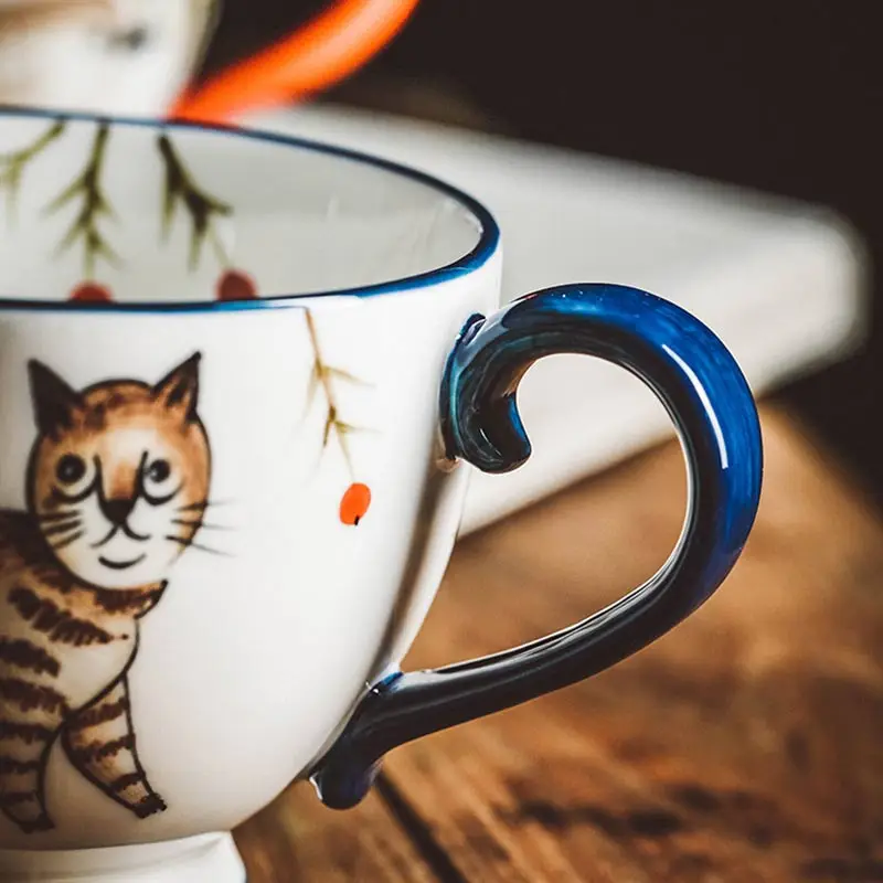 Креативная керамическая чашка с ручной росписью в виде животного термостойкая
