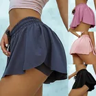 Женские шорты для бега 2 в 1, с оборками и ягодицами, быстросохнущая фальшивая юбка, сексуальные короткие штаны для тренировок в тренажерном зале, шорты для йоги