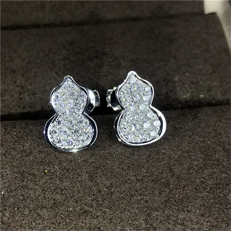 

Cute Gourd Shape 100% Real 925 sterling silver Earrring AAAAA Cz Engagement Wedding Stud Earrings for women Bridal Party Jewelry