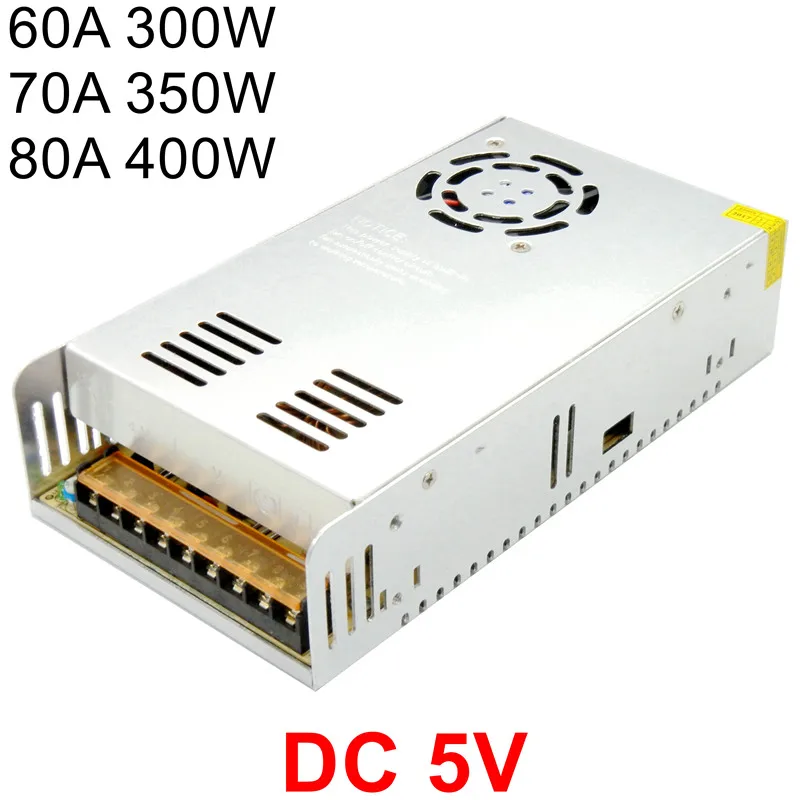 Switching Power Supply Driver 100-240V AC to DC 5V 60A 70A 80A Transformer Adapter SMPS 300W 350W 400W For LED Strip Display