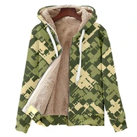 fleece thermal mens winter zipper hoodie quilted windbreaker coat armygreen college heating velvet camouflage clothes dropship