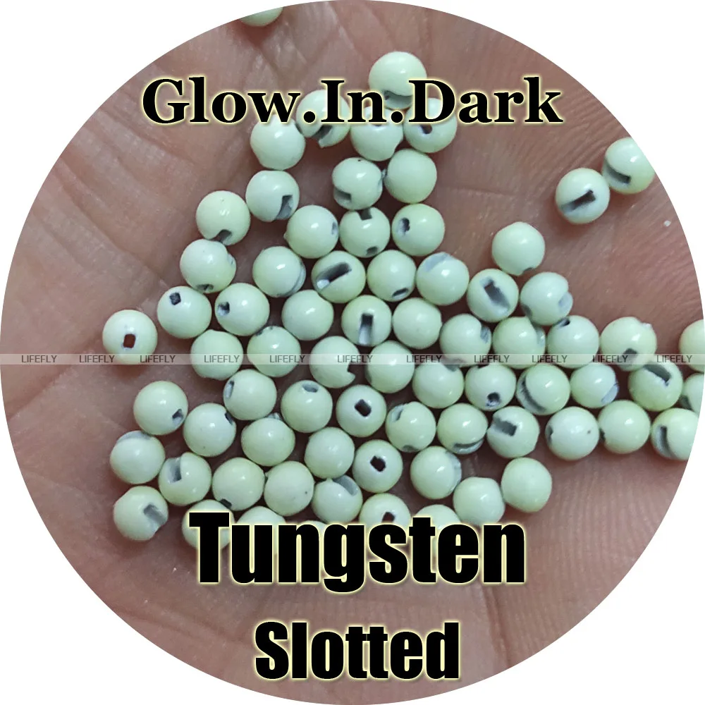 

Glow In Dark, 100 Tungsten Beads, Slotted, Fly Tying, Fishing