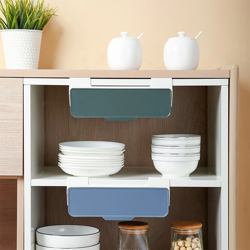 Kitchen Cabinet Divider Shelf Drawer Organizer Utensil Holder Under Desk Hanging Storage Box Fork Spoon Tray | Дом и сад