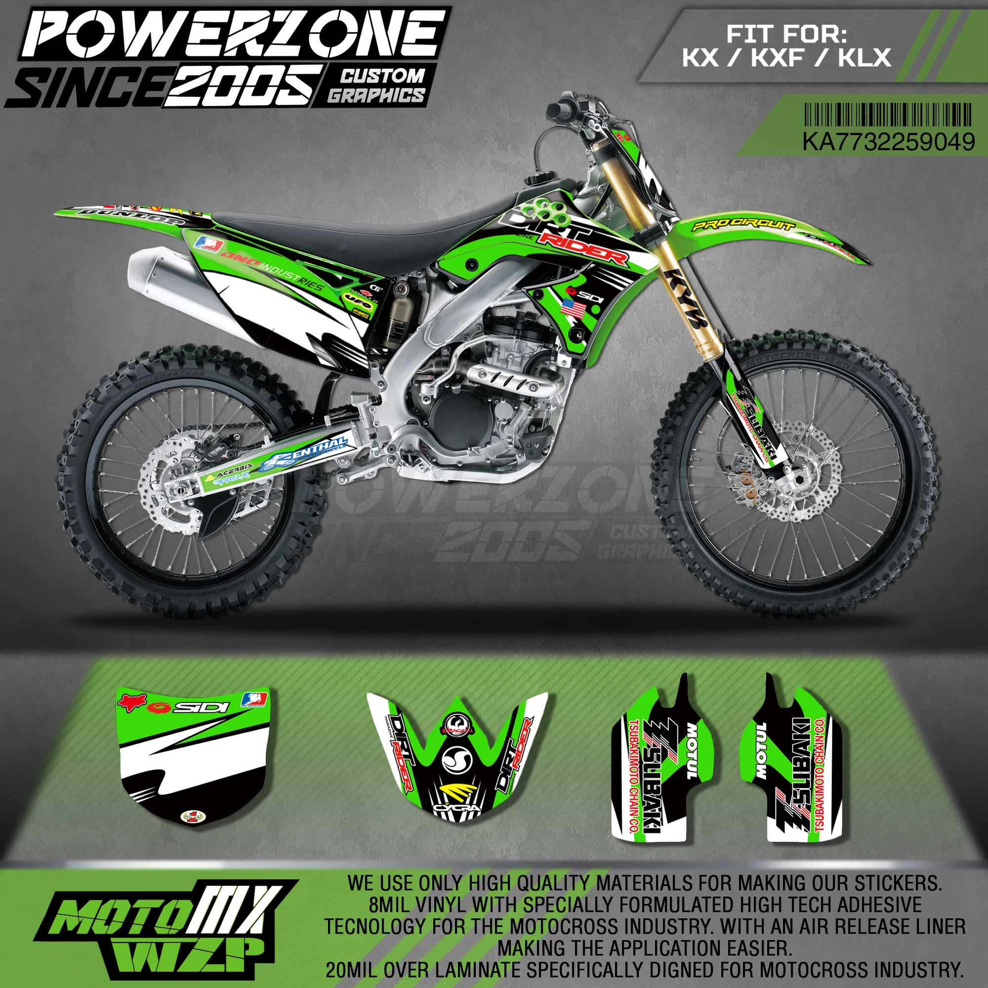 PowerZone пользовательские команды графические наклейки 3 М Набор для Kawasaki Наклейка
