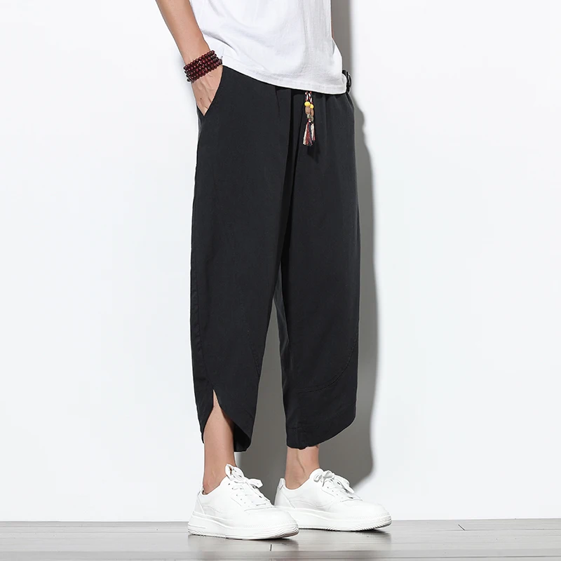 

Men 2021 Autumn Ankle-length Pants Solid Harem Pants Mens Casual Hip Hop Korean Style Joggers Male High Street Clothes Trousers
