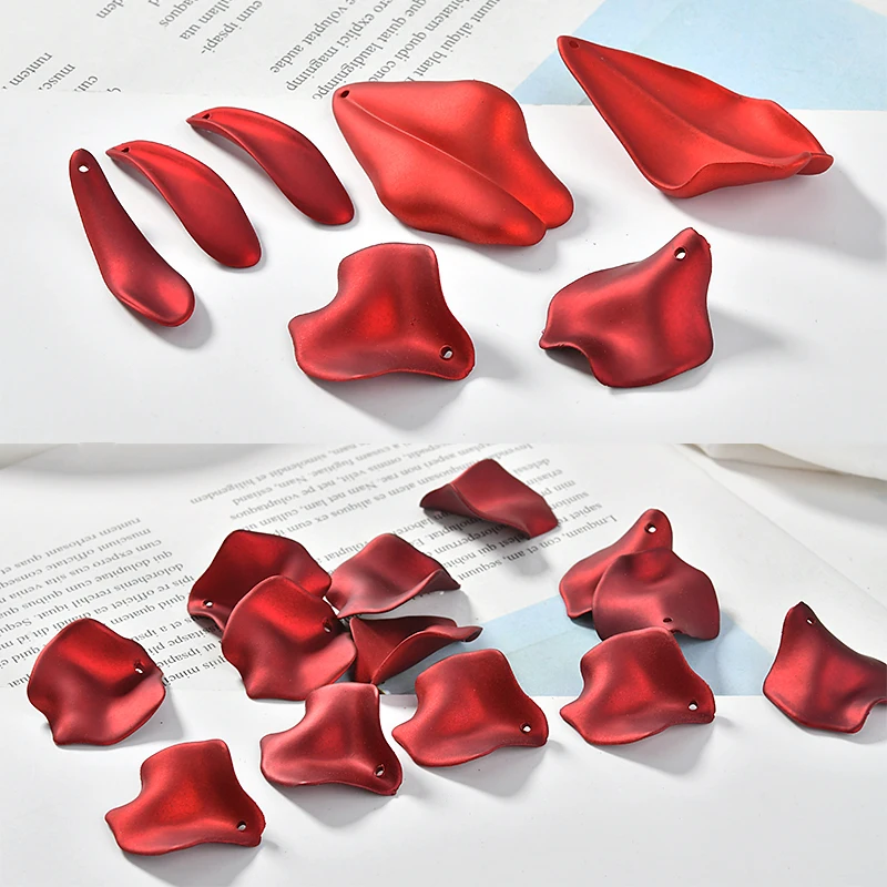 8 шт. новые модные красные и зеленые серьги с лепестками розы из материала сделай