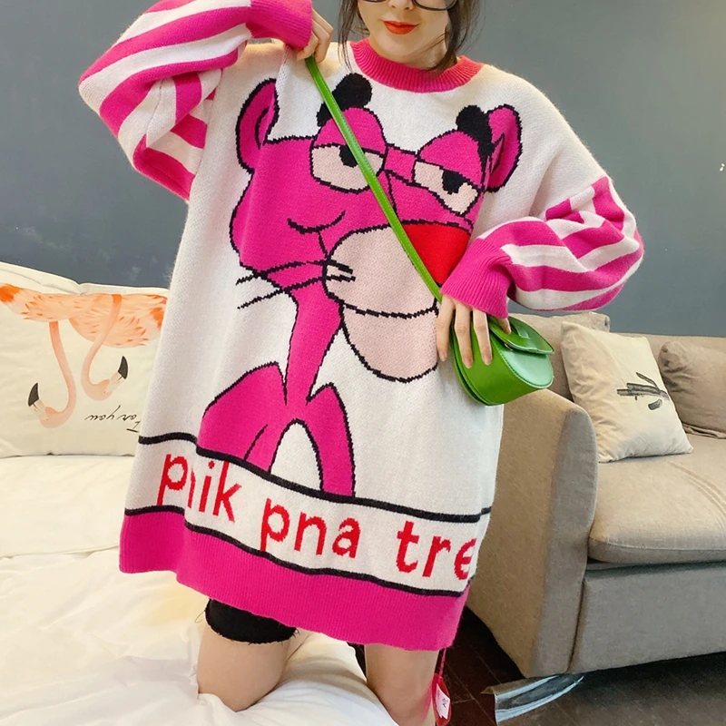 

Пуловеры женские Women Oversized Pullover Sweater Fashion Hiphop Streetwear Thicken O-Neck Female Loose Knitwear Fall Winter