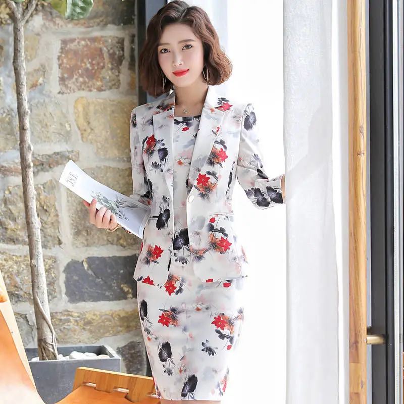 

Women's new spring and summer two piece print suit