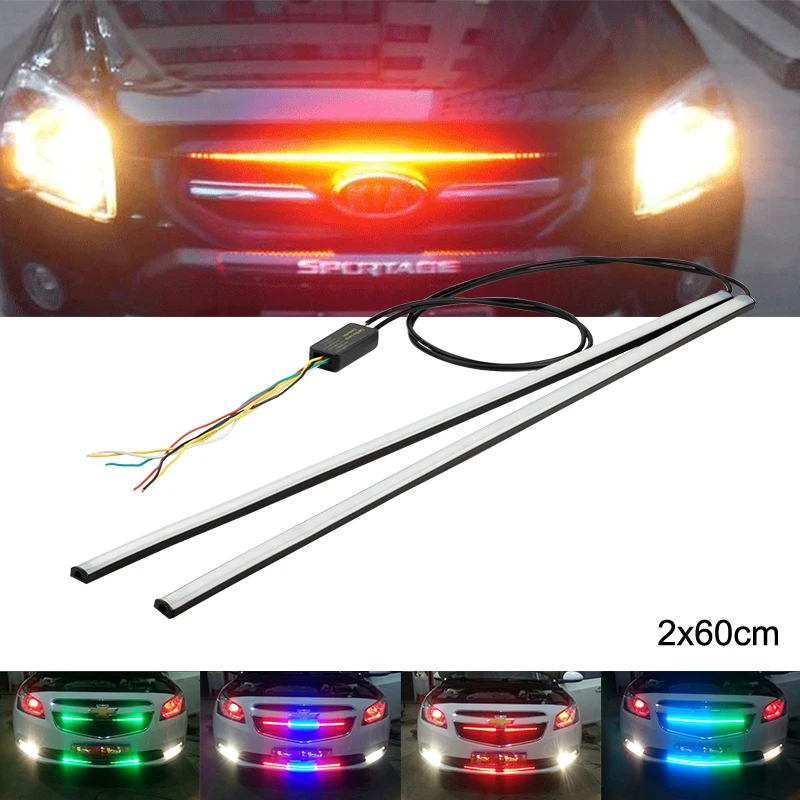 

Camper Accessories Running Lights for Cars 2X 12V Car Led Strobe Warning Light Truck Flashing Flexible Front Grille Light Strip