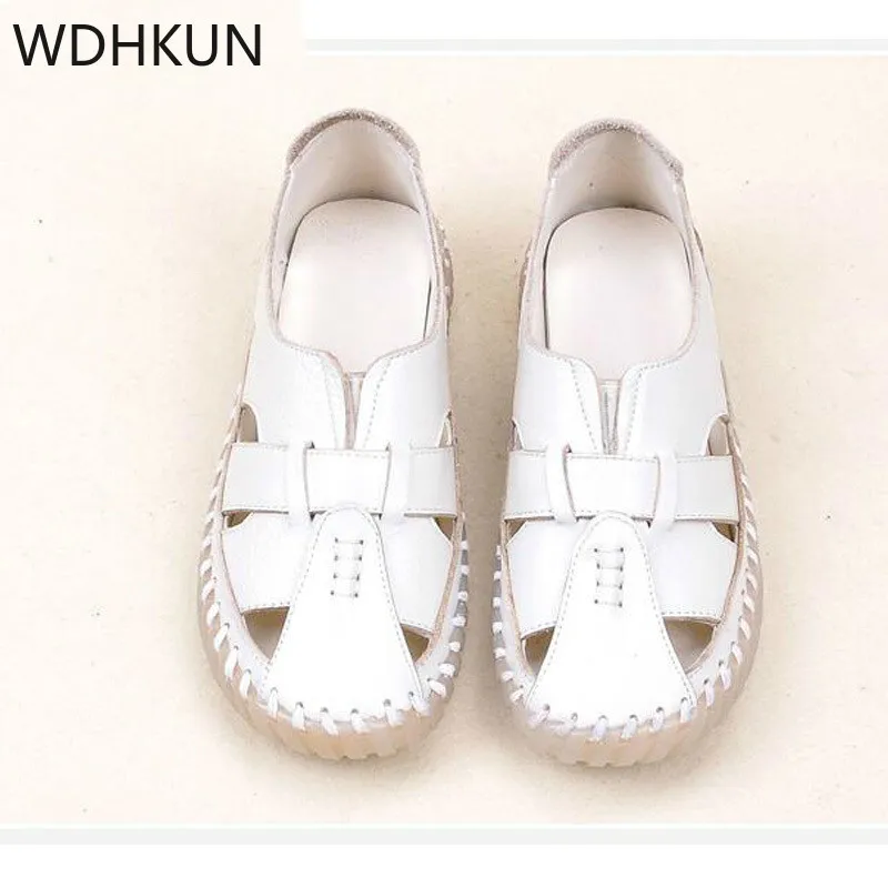 Сандалии женские из натуральной кожи босоножки ручной работы плоская подошва