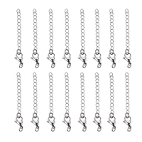 20 pieces length 2 inch stainless steel necklace bracelet extender chain set with lobster claw clasps for jewelry making