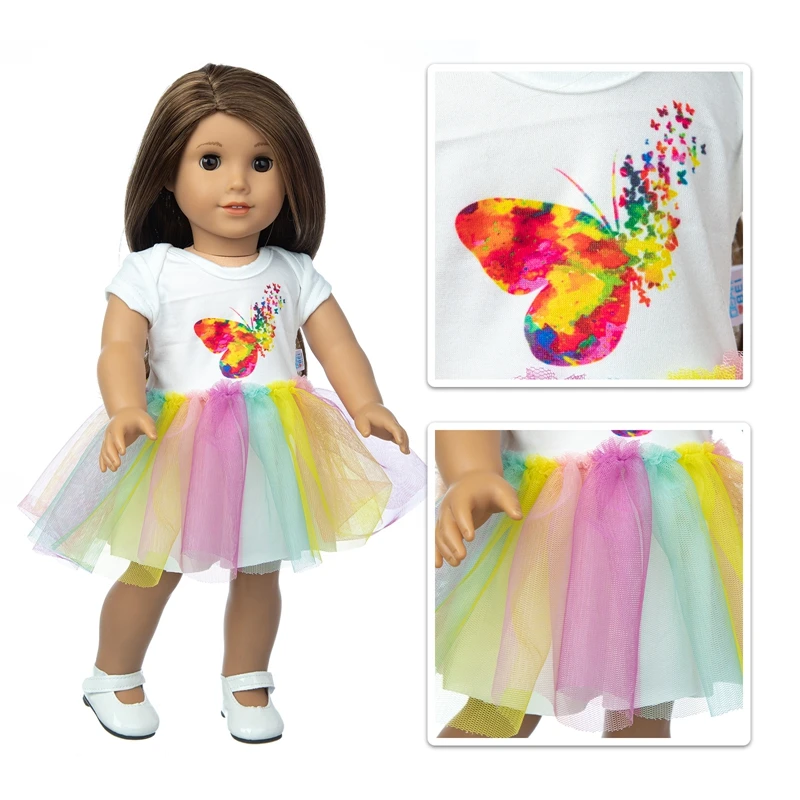 

2021 New Born New Baby Fit 17 Inch 43cm Doll Clothes Doll Butterfly Dress Accessories For Baby Birthday Gift