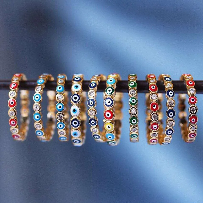 2020 богемные радужные золотые кольца Стразы с эффектом сглаза для женщин