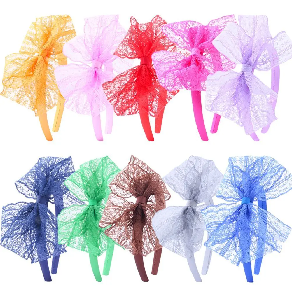 

24pc/lot New Fashion Lace Hair Bow Hair bands Baby Lace Hair Hoop Girls Flower Headbands Kids Chidlren hair accessories