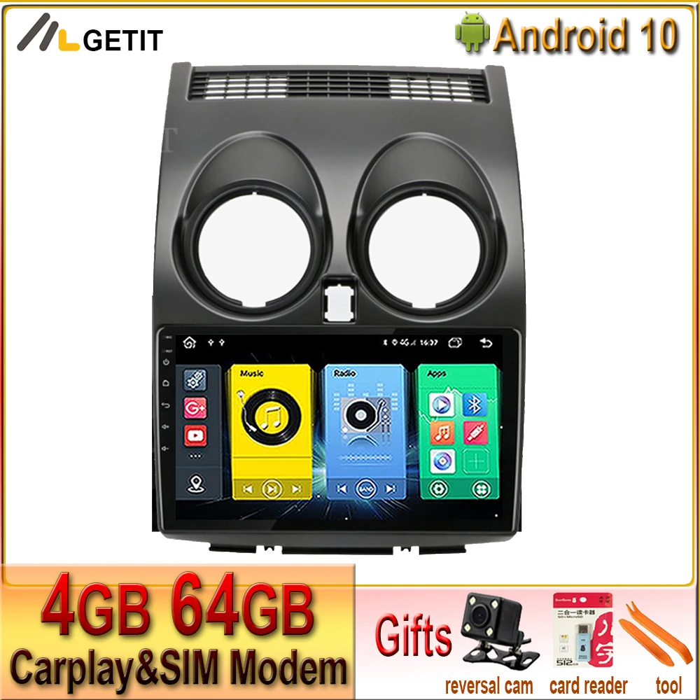 Автомобильный стерео Мультимедийный Плеер 9 дюймов Android 10 для Nissan Qashqai 2006 2013 2 Din Dvd