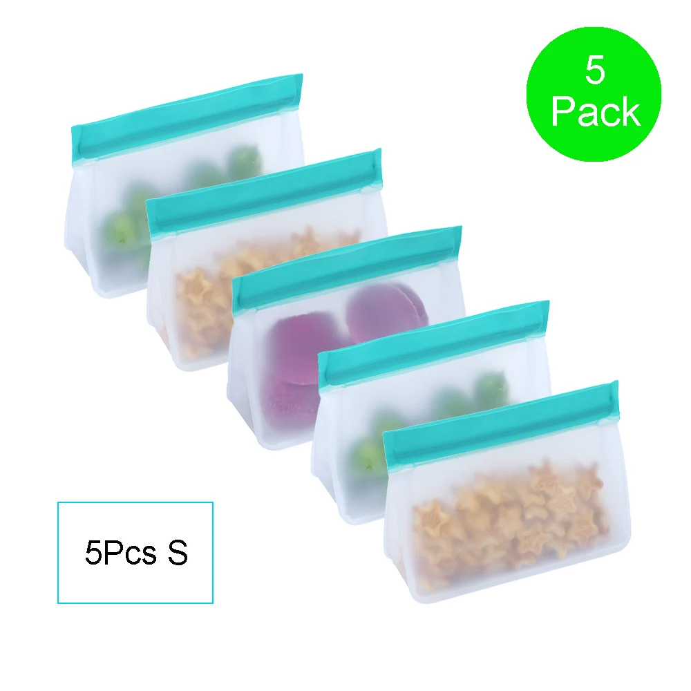 5 S Многоразовые Slicone сумки для хранения еды легко уплотнение Ziplock Ланч морозильник сумка для детей свежие контейнеры для еды домашний кухонный Организатор - Цвет: 5 S